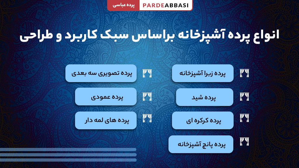 مدلهای مختلف پرده آشپزخانه بر اساس سبک و کاربرد